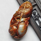 糯冰种褐红翡缅甸翡翠A货英明神武挂件