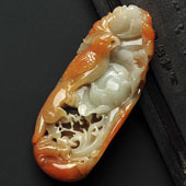 糯冰种红黄翡缅甸翡翠A货富贵花开挂件