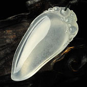 冰种淡晴水缅甸翡翠A货福瓜挂件