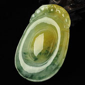 (超值推荐)糯冰种黄翡飘花缅甸翡翠A货福在眼前挂件