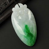 糯冰种飘翠缅甸翡翠A货福瓜挂件