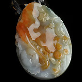 糯冰种三彩缅甸翡翠A货花开富贵挂件