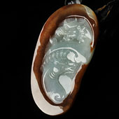 糯冰种褐红翡缅甸翡翠A货龙马精神挂件