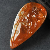 糯冰种褐红翡缅甸翡翠A货仿古龙挂件