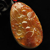 糯冰种黄翡缅甸翡翠A货凤戏牡丹挂件