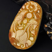 糯冰种黄翡缅甸翡翠A货凤戏牡丹挂件