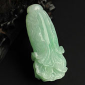 糯冰种翠色缅甸翡翠A货白菜挂件