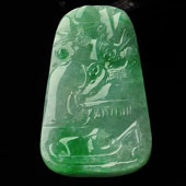 糯冰种翠色缅甸翡翠A货独钓寒江挂件