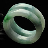 糯冰种飘花缅甸翡翠A货挂环（一对）