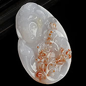 (超值推荐)糯冰种飘红翡缅甸翡翠A货踏雪寻梅挂件