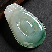 糯冰种飘花缅甸翡翠A货福在眼前挂件