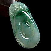 糯冰种飘花缅甸翡翠A货福在眼前挂件