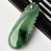 冰种飘花缅甸翡翠A货福瓜挂件