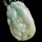 糯冰种飘花缅甸翡翠A货年年有余挂件