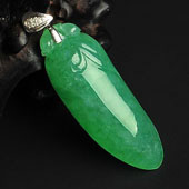 糯冰种苹果绿满绿缅甸翡翠A货镶金扣福瓜挂件