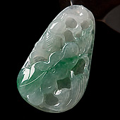 冰种飘花缅甸翡翠A货连年有余挂件