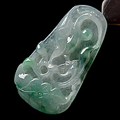 冰种飘花缅甸翡翠A货一路连科挂件