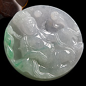 糯冰种略飘翠缅甸翡翠A货观音挂件