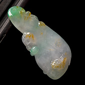 糯冰种三彩缅甸翡翠A货玉兰花挂件