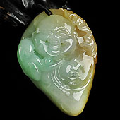 (超值推荐)糯冰种三彩缅甸翡翠A货佛头挂件
