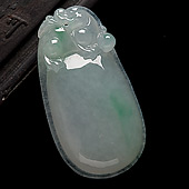 糯冰种飘翠缅甸翡翠A货福瓜挂件