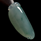 冰种晴水略飘花缅甸翡翠A货福瓜挂件