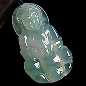 冰种飘翠缅甸翡翠A货观音挂件
