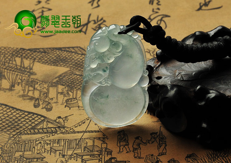 冰种晴水飘花缅甸翡翠A货福禄寿挂件