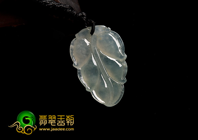 冰种淡晴水缅甸翡翠A货叶子挂件
