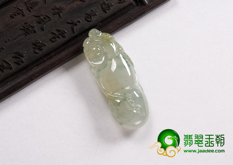 冰种淡黄翡飘花缅甸翡翠A货福禄寿挂件