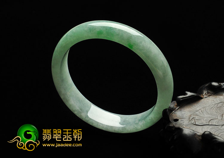 糯冰种飘翠缅甸翡翠A货手镯（54.6mm）