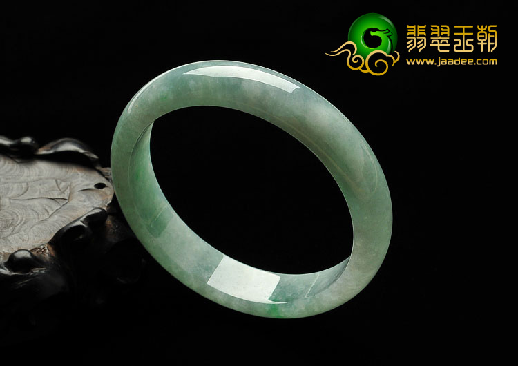 糯冰种飘翠缅甸翡翠A货手镯（54.6mm）