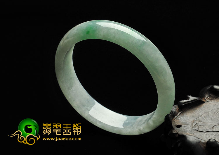 糯冰种飘翠缅甸翡翠A货手镯（54.6mm）