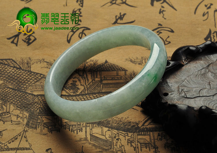 糯冰种飘翠缅甸翡翠A货手镯（54.8mm）