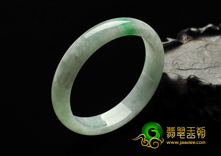 糯冰种飘翠缅甸翡翠A货手镯（54.6mm）