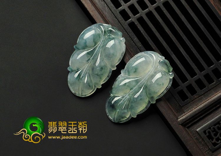 冰种飘花缅甸翡翠A货叶子挂件（单价）
