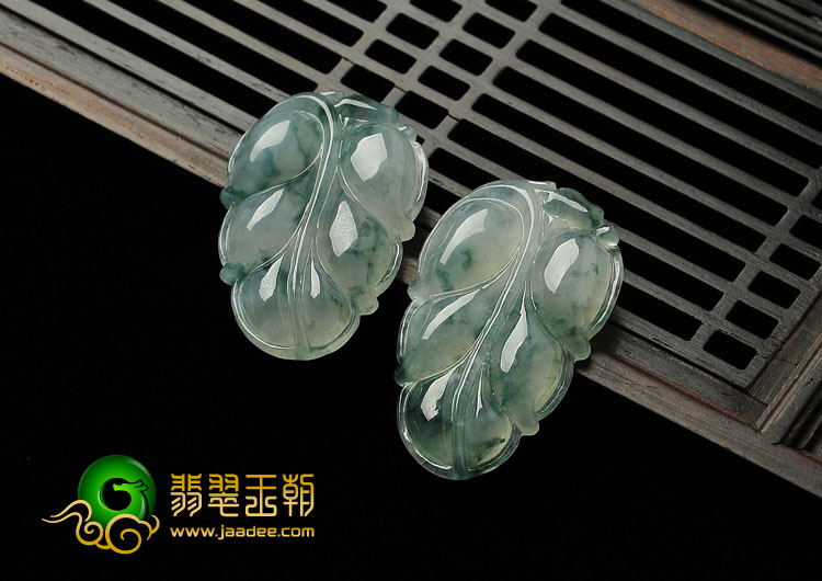 冰种飘花缅甸翡翠A货叶子挂件（单价）