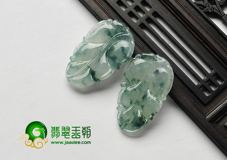冰种飘花缅甸翡翠A货叶子挂件（单价）