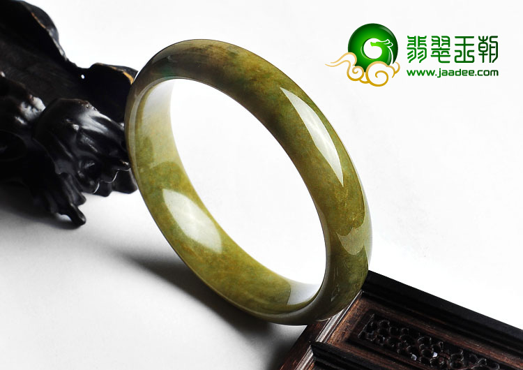 细糯种褐黄翡略飘翠缅甸翡翠A货手镯（58.2mm）