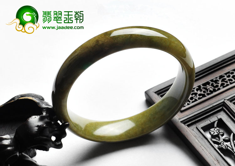 细糯种褐黄翡略飘翠缅甸翡翠A货手镯（58.2mm）
