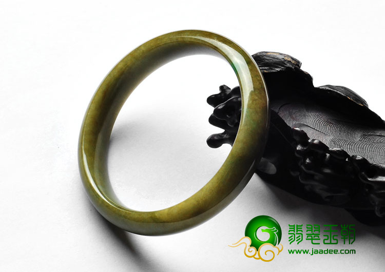 细糯种褐黄翡略飘翠缅甸翡翠A货手镯（58.2mm）