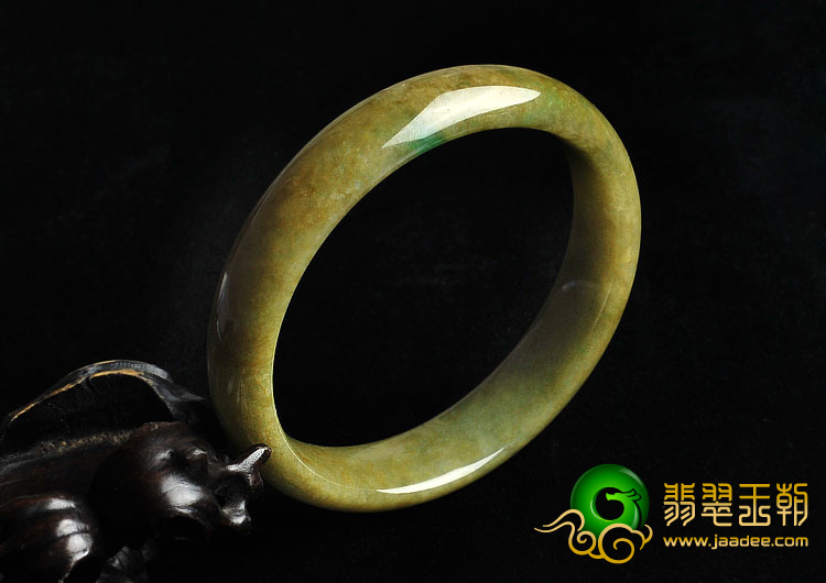 细糯种褐黄翡略飘翠缅甸翡翠A货手镯（58.2mm）