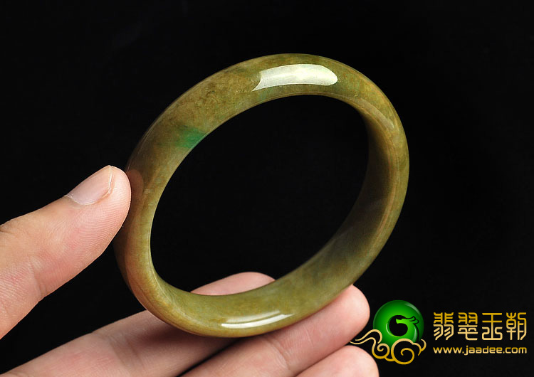 细糯种褐黄翡略飘翠缅甸翡翠A货手镯（58.2mm）