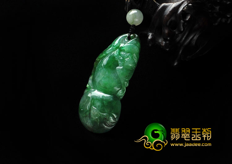糯冰种满绿缅甸翡翠A货福禄寿挂件