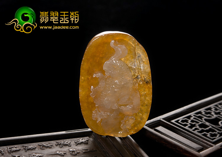 冰种褐黄翡缅甸翡翠A货英明神武挂件