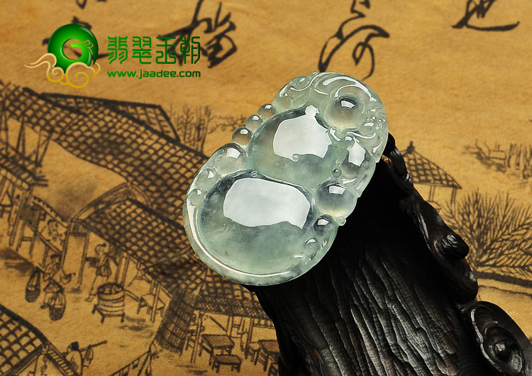 冰玻种晴水缅甸翡翠A货福禄寿挂件