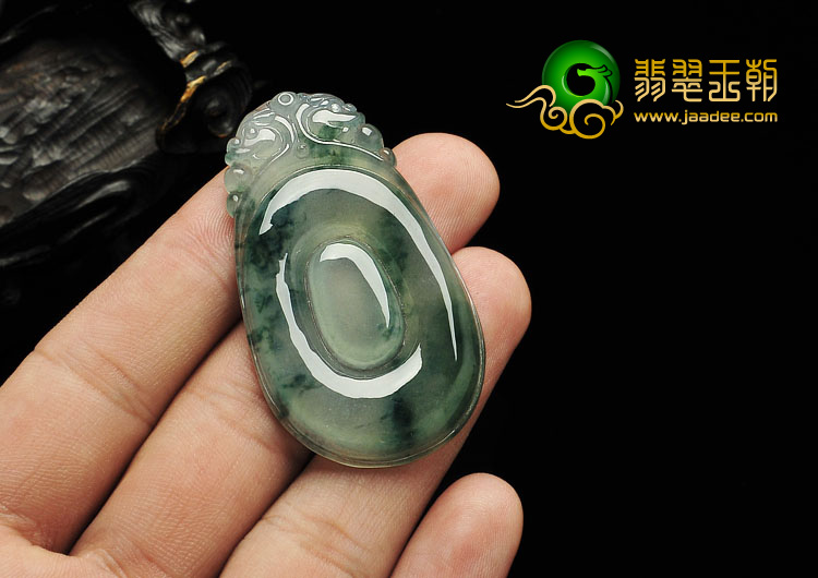冰种飘花缅甸翡翠A货福在眼前挂件