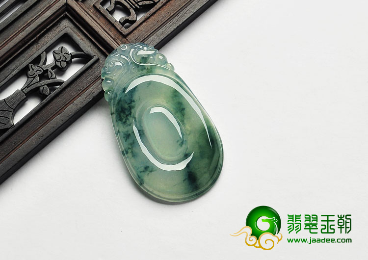 冰种飘花缅甸翡翠A货福在眼前挂件