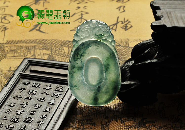 冰种飘花缅甸翡翠A货福在眼前挂件