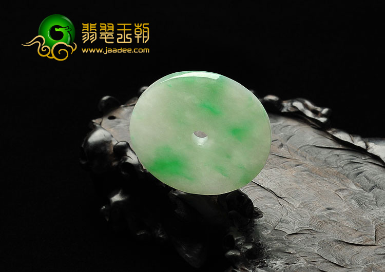 糯冰种白底青缅甸翡翠A货平安扣挂件
